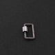 1 Pc Pave Diamond Rectangle Shape White Enamel Carabiner- 925 Sterling Silver- Diamond Lock with Screw On Mechanism 22mmx14mm CB092