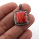 1 Pc Antique Finish Pave Diamond Oyster Shell  Square Shape Pendant - 925 Sterling Silver - Necklace Pendant PD1803