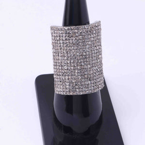 1 PC Antique Finish Pave Diamond Designer Rectangle  Shape Ring - 925 Sterling Silver - Diamond Ring Size-7.5 RD341