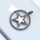 1 Pc Pave Diamond With  Bakelite Stars Round With Star Shape Pendant Over 925 Sterling Silver 38mmx35mm PD672