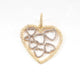 1 PC Antique Finish Pave Diamond Designer Heart Pendant - 925 Sterling Silver- Yellow Gold- Diamond Pendant 37mmx29mm PD1878