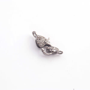 1 PC Antique Finish Pave Diamond Lobsters Over 925 Sterling Silver - Double Sided Diamond Clasp 12mmx2mm LB104