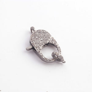 1 PC Antique Finish Pave Diamond Lobsters Over 925 Sterling Silver - Double Sided Diamond Clasp 25mmx13mm LB207