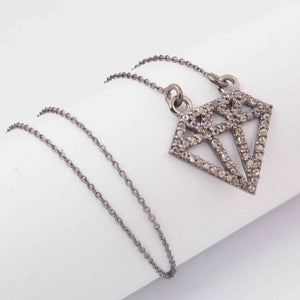 1 Pc Pave Diamond Necklace Chain With Lobster Lock - 925 Sterling Silver - Diamond Necklace Chain 21mm PD526