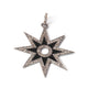 1 PC Antique Finish Pave Diamond Designer Star Bakelite Pendant - 925 Sterling Silver- Diamond Pendant 42mmx39mm RRPD076