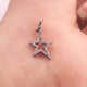 1 PC Pave Diamond Star Charm 925 Sterling Silver & Yellow Gold Pendant 15mmx12mm PD1913