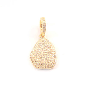 1 PC Pave Diamond Fancy Charm 925 Sterling Silver & Yellow Gold Pendant 17mmx12mm PD1923