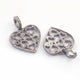 1 PC Pave Diamond  Designer Heart Charm 925 Sterling Silver & Yellow Gold Pendant 18mmx20mm PD1904