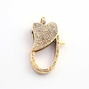 1 Pc Pave Diamond Lobsters Antique Finish Over Yellow Gold - Double Sided Diamonds 32mmx19mm DL012