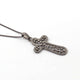 1 Pc Antique Finish Pave Diamond With Baguette Diamond Cross Pendant - 925 Sterling Silver - Necklace Pendant 45mmx23mm PD1160