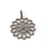 1 Pc Pave Diamond Flower Single Bail Pendant 925 Sterling Silver - Designer Pendant 50mmx44mm PD056