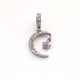 1 PC Pave Diamond Moon With Star Charm 925 Sterling Silver & Yellow Gold Pendant 12mmx3mm PD1908