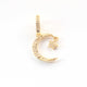 1 PC Pave Diamond Moon With Star Charm 925 Sterling Silver & Yellow Gold Pendant 12mmx3mm PD1908