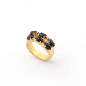 1 PC Beautiful Pave Diamond Black Onyx Ring - 925 Sterling Vermeil - Gemstone Ring Size -8 RD015