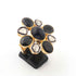 1 PC Black Onyx With Rosecut Diamond Ring - 925 Sterling Vermeil - Polki Diamond Ring Size- 7.75 RD314