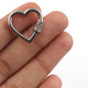 1 Pc Pave Diamond Heart Shape Carabiner- 925 Sterling Silver- Diamond Lock with Screw On Mechanism 21mm CB025