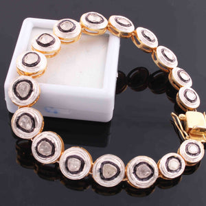 1 Pc Excellent Designer Rose Cut Diamond Bracelet - 925 Sterling Vermeil - Polki Bracelet Size: 7.75 Inches BD041