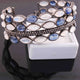 1 Pc Pave Diamond 925 Sterling Silver Bracelet with Tanzenite & Rainbow Moonstone  -- Designer Bracelet Size : 2.25 BD097