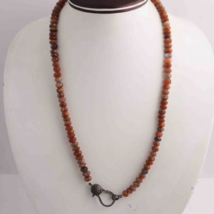 Chocolate Moonstone Beaded Necklace - Necklace With Lobster - Long Knotted Beads Necklace -Single Wrap Necklace - Gemstone Necklace (Without Pendant) BN001