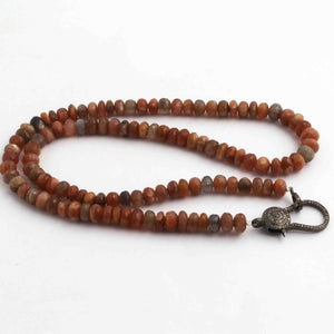 Chocolate Moonstone Beaded Necklace - Necklace With Lobster - Long Knotted Beads Necklace -Single Wrap Necklace - Gemstone Necklace (Without Pendant) BN001