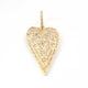 1 PC Antique Finish Pave Diamond Designer Heart Pendant - 925 Sterling Silver- Yellow Gold- Diamond Pendant 30mmx19mm PD1896