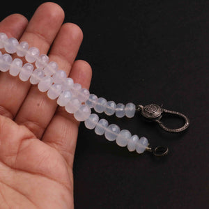 Natural Chalcedony Beaded Necklace - Necklace With Lobster - Long Knotted Beads Necklace -Single Wrap Necklace - Gemstone Necklace (Without Pendant) BN002