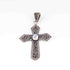 1 Pc Designer Cross 925 Sterling Silver Plated With High Quality White Rainbow  Moonstone Pendant - OS009