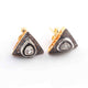 1 Pair Pave Diamond Center in Rose Cut Diamond Triangle Stud Earring - 925 Sterling Vermeil -Polki Diamond Stud Earrings 14mmx15mm ED164