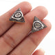1 Pair Pave Diamond Center in Rose Cut Diamond Triangle Stud Earring - 925 Sterling Vermeil -Polki Diamond Stud Earrings 14mmx15mm ED164