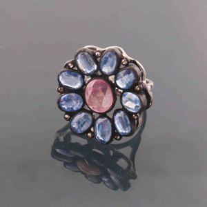 1 PC Beautiful Pave Diamond Kyanite Ring Center In Ruby - 925 Sterling Silver - Gemstone Ring Size -8  RD478