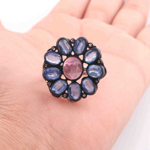 1 PC Beautiful Pave Diamond Kyanite Ring Center In Ruby - 925 Sterling Silver - Gemstone Ring Size -8  RD478
