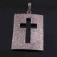 1 Pc Pave Diamond Rectangle With Cross Pendant 925 Sterling Silver -Cross Pendant 44mmx29mm PD2024