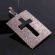 1 Pc Pave Diamond Rectangle With Cross Pendant 925 Sterling Silver -Cross Pendant 44mmx29mm PD2024