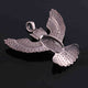 1 Pc Antique Finish Pave Diamond Bird Pendant - 925 Sterling Silver - Diamond Pendant 38mmx33mm PD2018