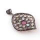1 Pc Pave Diamond Genuine Ethiopian Opal Center In Ruby Pendant -925 Sterling Silver -Gemstone Necklace Pendant 55mmx39mm PD1842