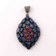 1 Pc Pave Diamond Genuine Kyanite Center In Ruby Pendant -925 Sterling Silver -Gemstone Necklace Pendant 54mmx37mm PD1843
