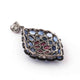 1 Pc Pave Diamond Genuine Kyanite Center In Ruby Pendant -925 Sterling Silver -Gemstone Necklace Pendant 54mmx37mm PD1843