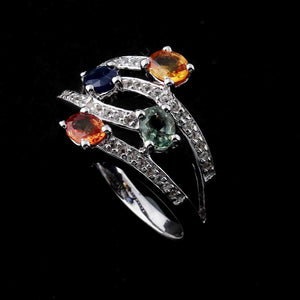 1 Pc Multi Sapphire Ring, 925 Sterling Silver Ring, Multi Sapphire Vintage Ring, Antique Jewelry, RD470