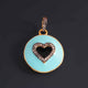 1 Pc Pave Diamond Pendant, 925 Sterling Vermeil Pendant, Sky Blue Bakelite Heart Charm, Enamel Heart Pendant 28mmx20mm PD1043