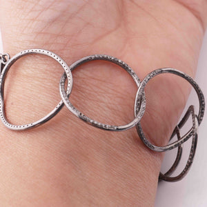 1 Pc Pave Diamond Stylish 925 Sterling Silver Round Shape Bracelet - Bracelet with Lock - Bracelet Size : 7.5 Inches BD280