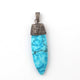 1 Pc Pave Diamond Turquoise Fancy Shape Pendant Over 925 Sterling Silver - Turquoise Necklace Pendant 43mmx12mm PD1865