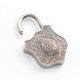 1 PC Genuine Pave Diamond Lock Charm  925 Sterling Silver Pendant 38mmx21mm PD2072