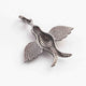 1 Pc Antique Finish Pave Diamond Bird Charms   Designer Bird Pendant - 925 Sterling Silver -Diamond Pendant 32mmx36mm PD2063