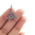 1 PC  Antique Finish Pave Diamond Designer flower Pendant - 925 Sterling Silver -Diamond Pendant 23mmx19mm PD2052
