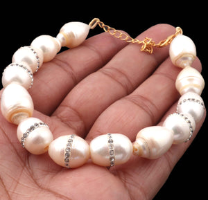 Pearl Coated Beaded Bracelet - Beads Bracelet -Single Wrap Bracelet- Gemstone Bracelet BB007