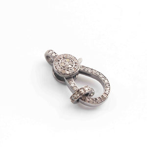1  PC Antique Finish Pave Diamond Lobsters Over 925 Sterling Silver - Double Sided Diamond Clasp 20mmx9mm LB022