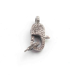 1  PC Antique Finish Pave Diamond Lobsters Over 925 Sterling Silver - Double Sided Diamond Clasp 20mmx8mm LB257