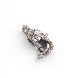 1  PC Antique Finish Pave Diamond Lobsters Over 925 Sterling Silver - Double Sided Diamond Clasp 20mmx8mm LB257
