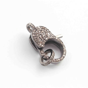 1  PC Antique Finish Pave Diamond Lobsters Over 925 Sterling Silver - Double Sided Diamond Clasp 24mmx13mm LB251