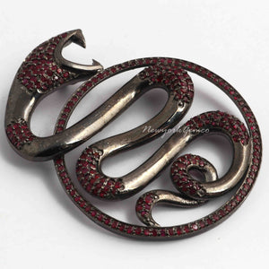1 Pc Pave Ruby Anaconda Snake Charm Pendant - 925 Sterling Silver - Snake Charm Pendant PD305